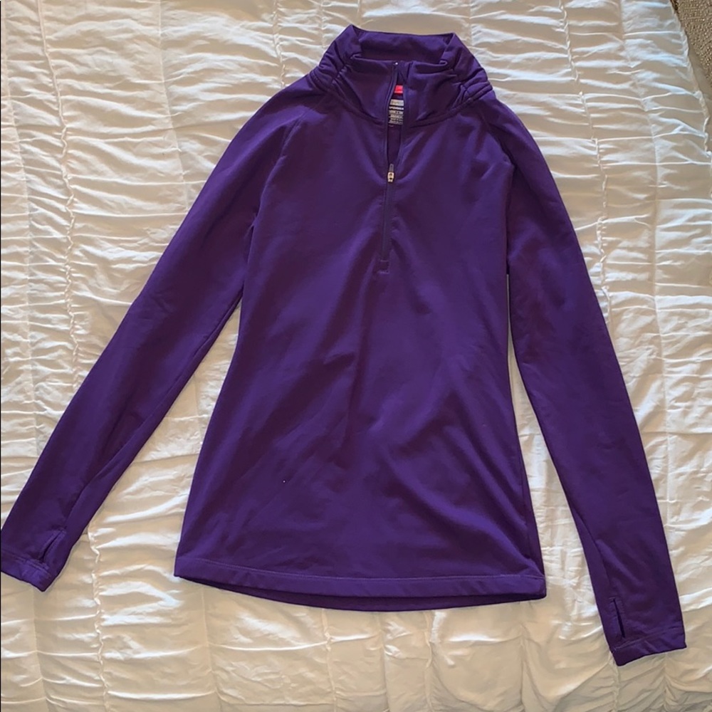 Purple Long Sleeve Quarter Zip Athletic Jacket